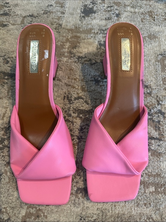 Primark Shoes - Primark Pink Square-Toe Slide Block Heels
Size 8